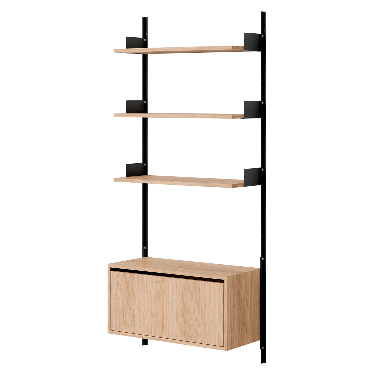 New Works Wall Shelf 1900 Cabinet Low w. Doors - Oak / Black