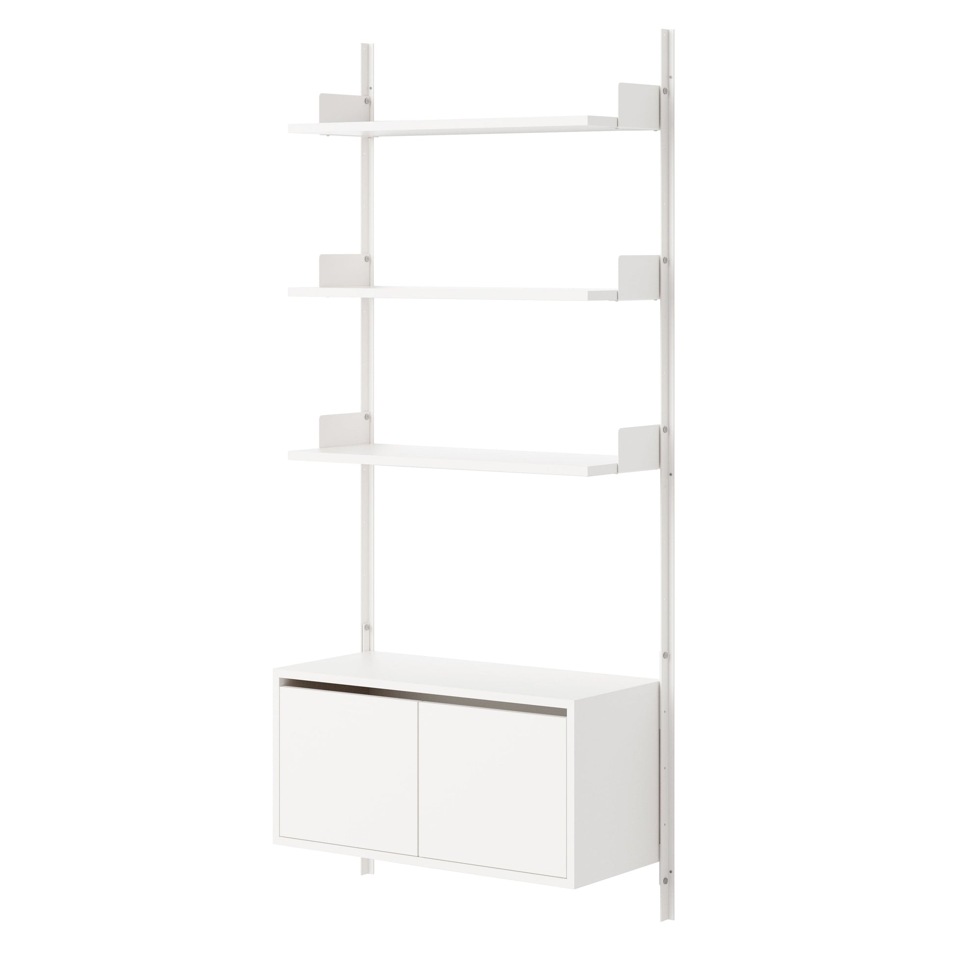New Works Wall Shelf 1900 Cabinet Low w. Doors - White / White