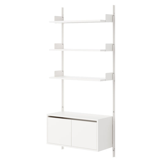 New Works Wall Shelf 1900 Cabinet Low w. Doors - White / White